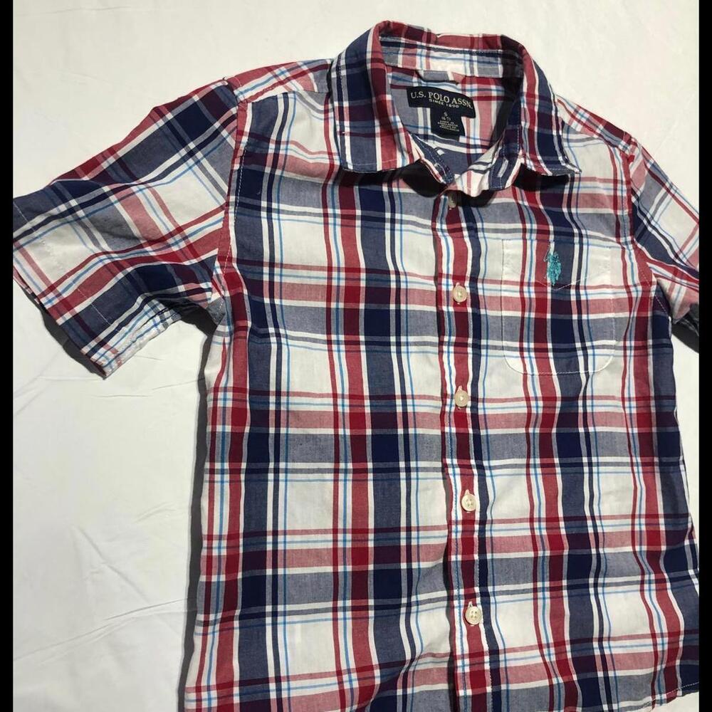 U.S. Polo Assn. Boys Plaid Short Sleeve Shirt‎ Size S (6-7)